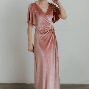 Baltic Born Meghan Velvet Wrap Dress in Pink - Size Small